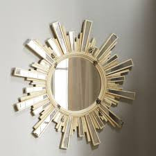 Cream Sunburst Mirror with Inlaid Rays