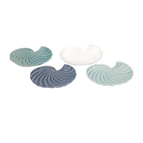 Oceanspray Ceramic Shell Plates, Set of 4