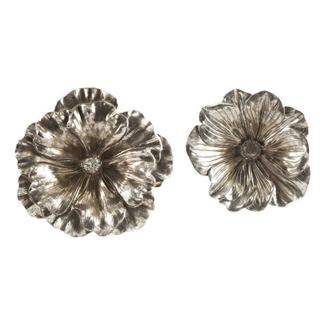 Antiqued Silver/Gold Flowers Wall Sculpture Set