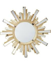 Cream Sunburst Mirror with Inlaid Rays