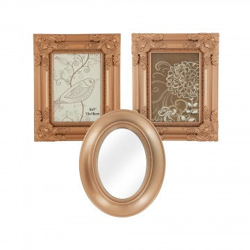 Decorative Copper Mirror & Photo Frames Set