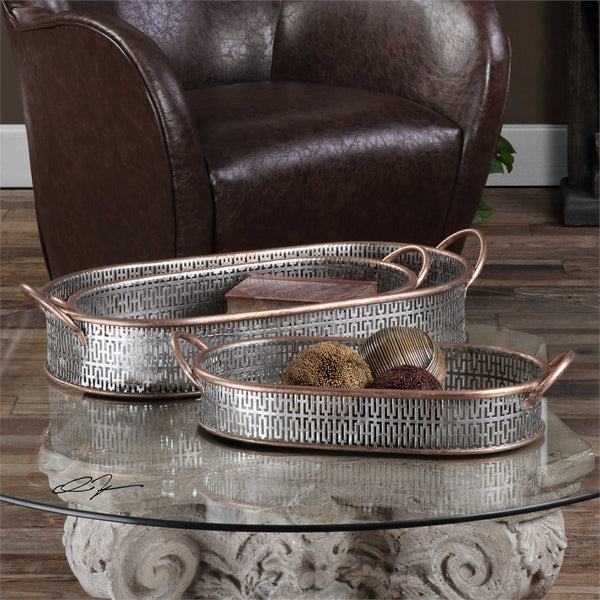 Fabiana Antiqued Silver Trays