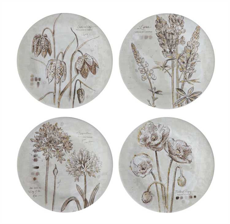 Offerings Melamine w/ Floral Pattern Plates, Set of 4