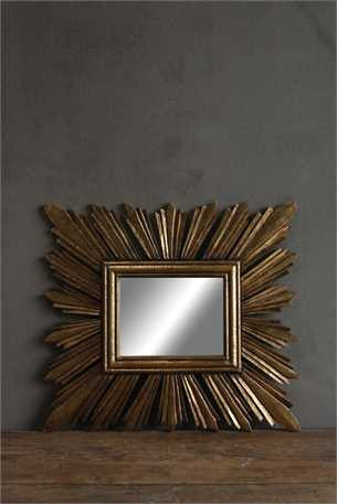 Rectangular Sunburst Mirror in Gold Finish