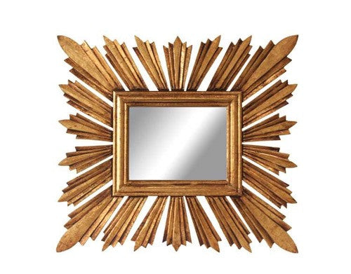 Rectangular Sunburst Mirror in Gold Finish