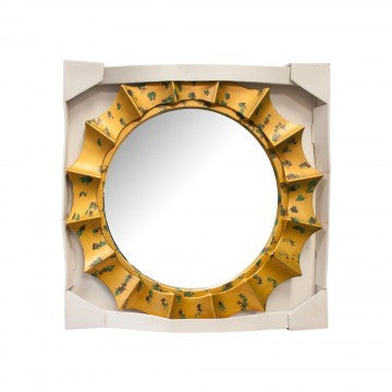 Home-by-the-Sea, Sunburst Mirror with Gold & Green Frame