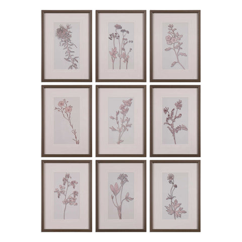 Delightful Spring, Floral Art, Set of 9